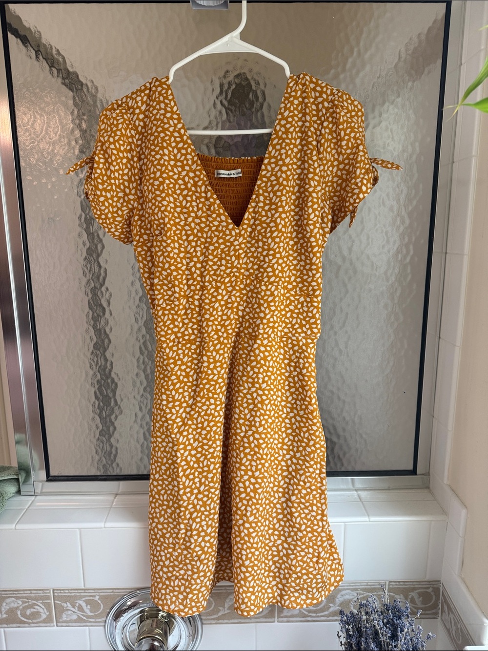 Abercrombie and Fitch Yellow Printed V-Neck Summer Dress